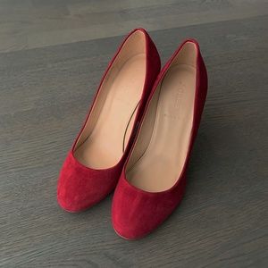 J.Crew | "Etta" Red Block Heel Pumps